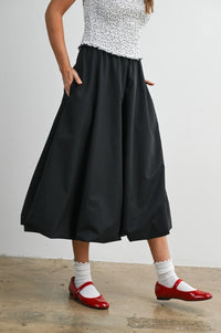 ELASTIC WAIST BUBBLE HEM SKIRT