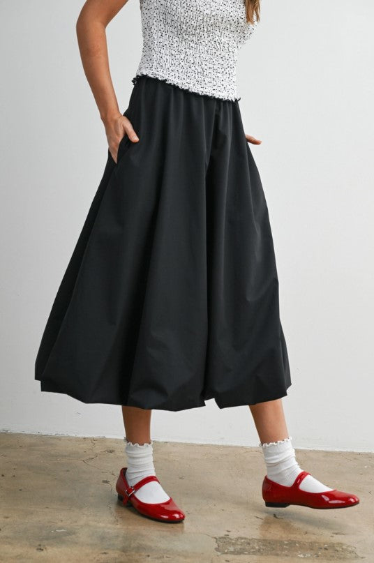 ELASTIC WAIST BUBBLE HEM SKIRT