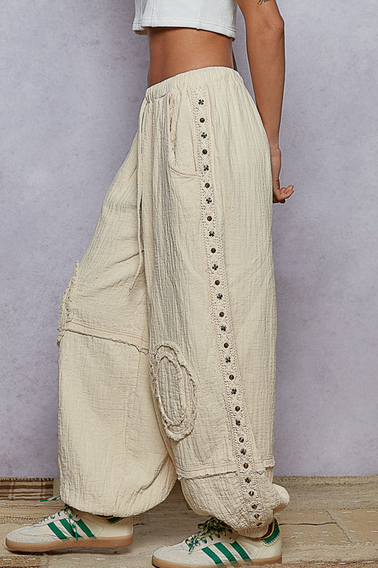 POL  WIDE LEG GAUZE JOGGER