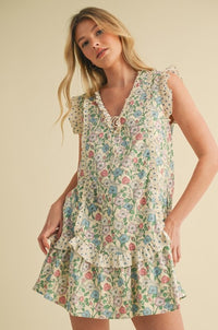 &MERCI DRESS RUFFLE TRIM MINI