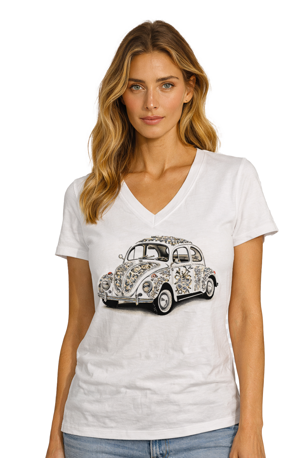 V NECK VW BUG TSHIRT