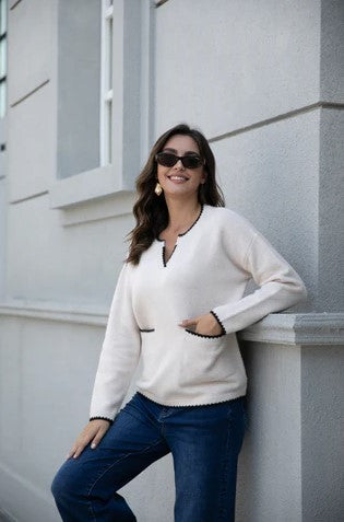 ORANGE SWEATER PARISIAN TRIM