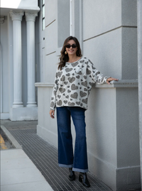 ORANGE ANIMAL HEART PULLOVER BOW
