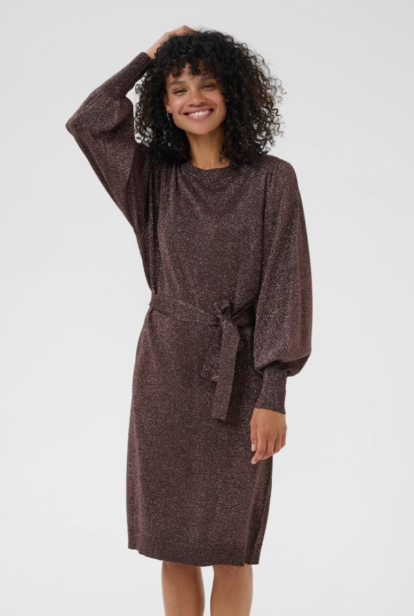 KAFFE KNIT BELTED DRESS