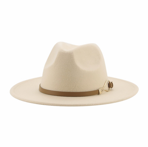 JEN & CO. FEDORA STYLE HAT WITH METAL BUCKLE