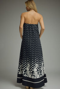 STRAPLESS MAXI BORDER FLORAL DRESS