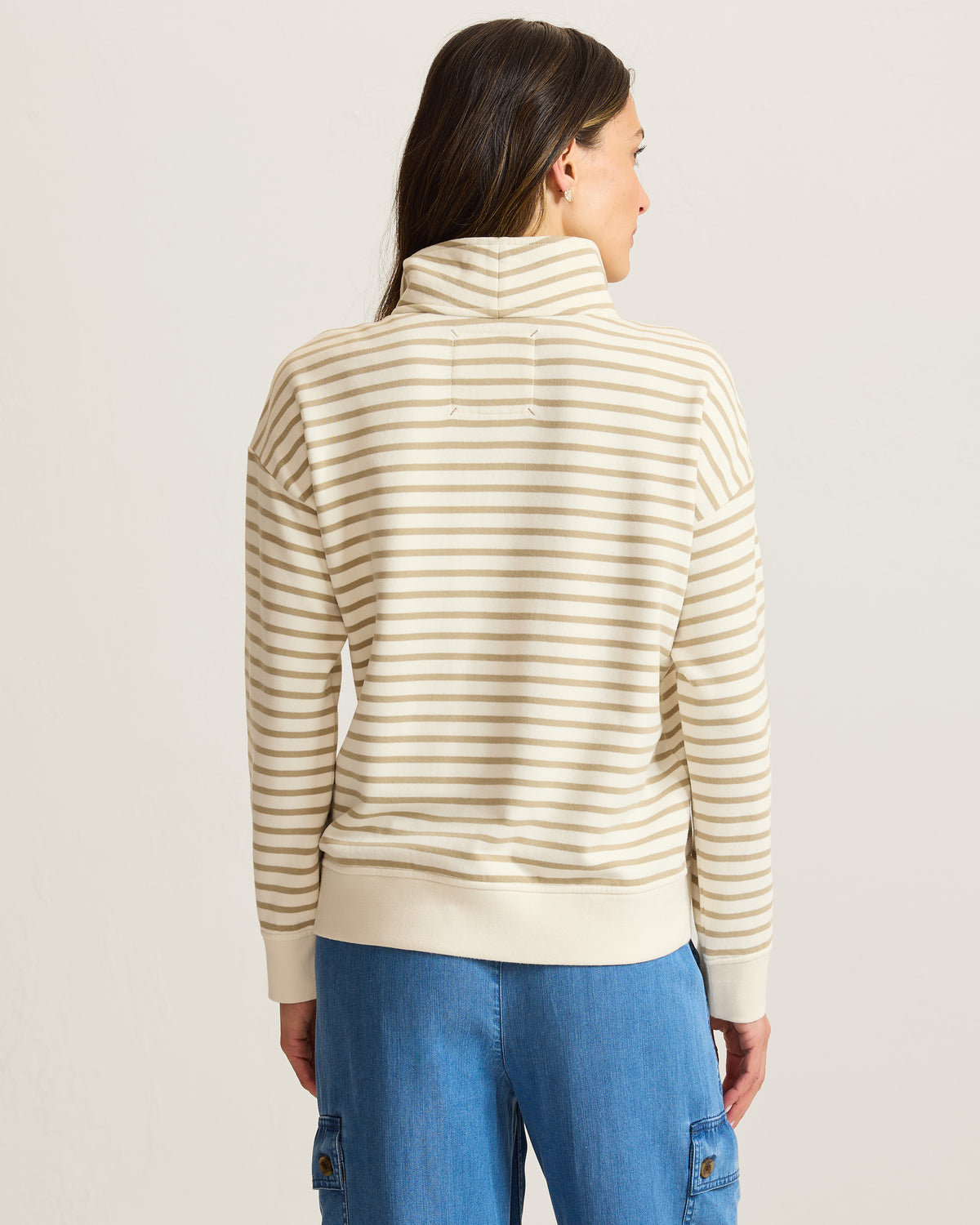 TOMMY SWEATER MOCKNECK STRIPE MARINA