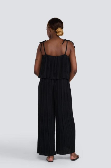 PLEATED JUMPSUIT WITH TIE STRAPS