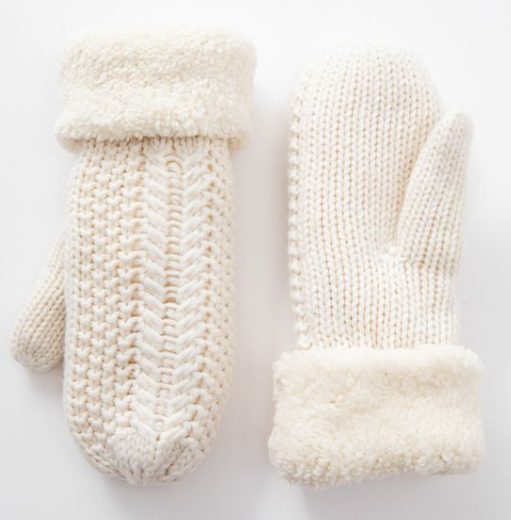 KNIT MITTEN WITH FLEECE CUFF