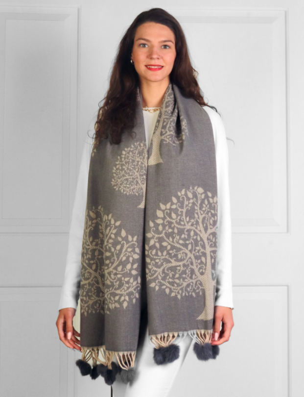 TREE OF LIFE WITH POM POM SCARF