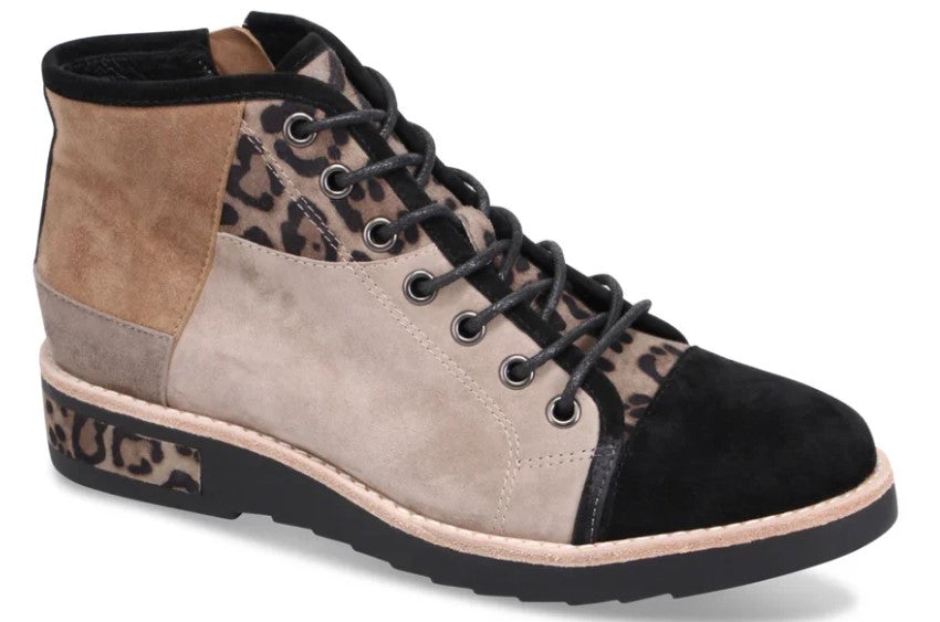 DJANGO & JULIETTE LACE UP CAP TOE MIXED BOOTIE
