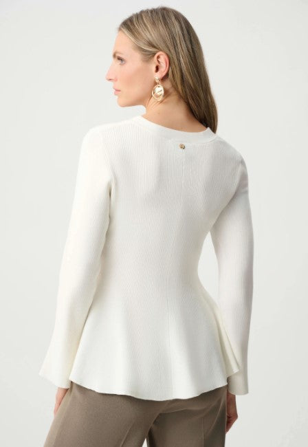 RIBKO CARDI COTTON KNIT FIT FLARE PEPLUM