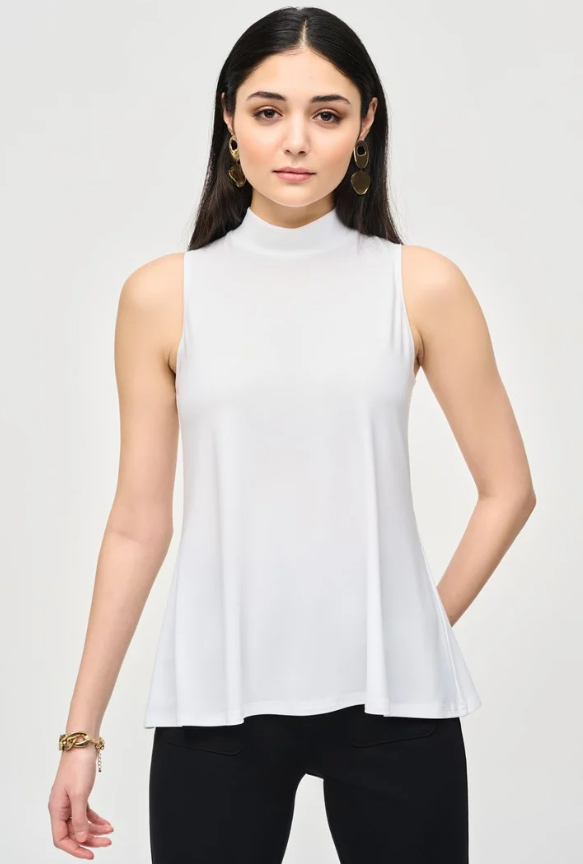 JOSEPH RIBKOFF SLEEVELESS SILKY KNIT FIT & FLARE TOP