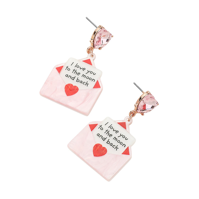 RESIN LETTER EARRINGS IN PINK