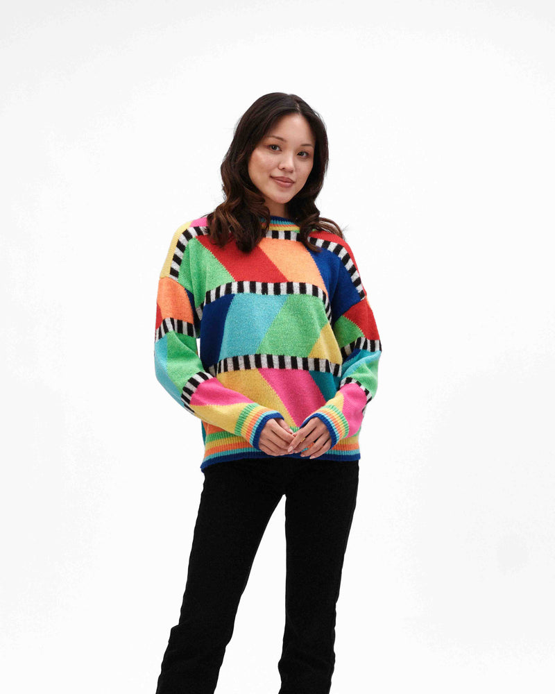 DIAGONAL KNIT RAINBOW SWEATER