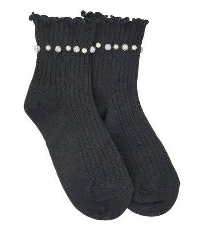 LIM SOCKS SHORT FRILL CRYSTAL BALL