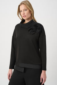 RIBKOFF TOP ASYMMETRICAL FLORAL EMBROIDERED TUNIC
