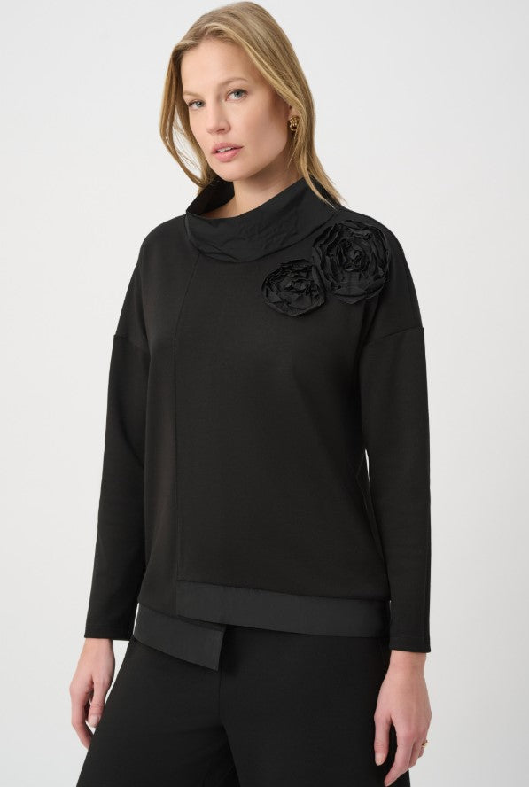 RIBKOFF TOP ASYMMETRICAL FLORAL EMBROIDERED TUNIC