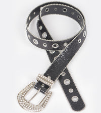 RHINESTONE BUCKLE GLITTER BELT
