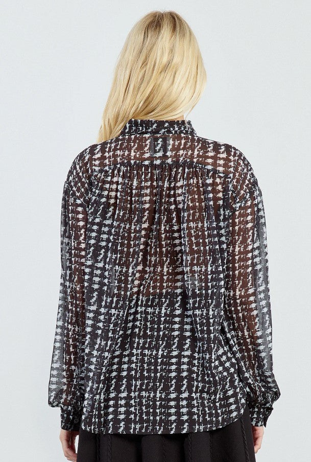 MOLLY BLOUSE BLK PLAID