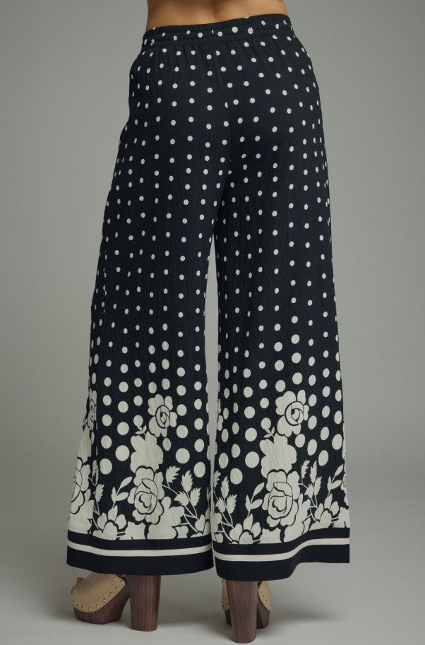 ENTRO 2PC SET SELF TIE TOP WIDE LEG PANTS