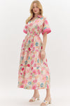 ENTRO DRESS SHRT SLV CLLR BELTED MIDI