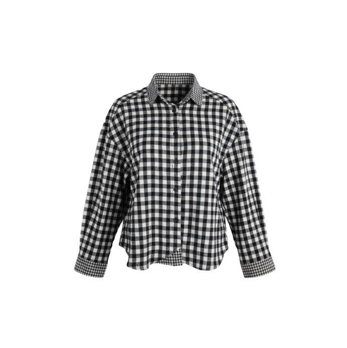 SHANNON TOP BUTTON UP L/S PLAID