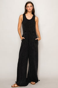 WIDE LEG STRING DETAIL JUMPSUIT