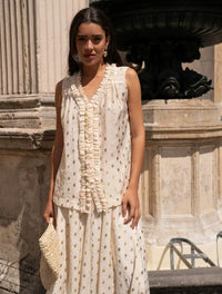 TOP WITH GOLD POLKA DOTS