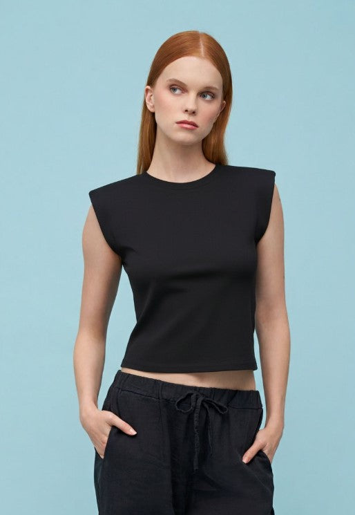 ASTRID TOP CREW NECK SHOULDER PADS