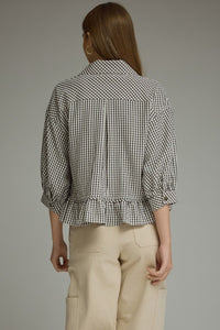 PLAID 3/4 SLEEVE TOP