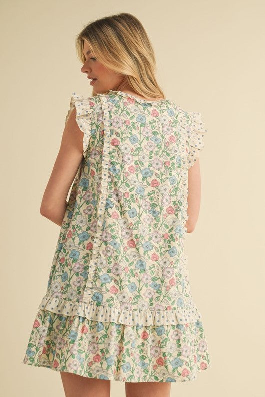 &MERCI DRESS RUFFLE TRIM MINI