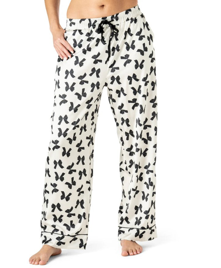 HELLO PANTS PAJAMA SATIN BOW