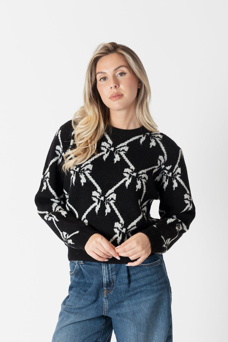 LYLA AND LUX SWEATER WITH BOW PATTERN