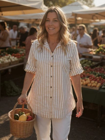 CATH TOP STRIPE BUTTON DOWN