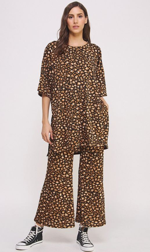 ANIMAL PRINT TOP AND PANT SET 2PC