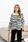 ORANGE KNIT PULLOVER STRIPE