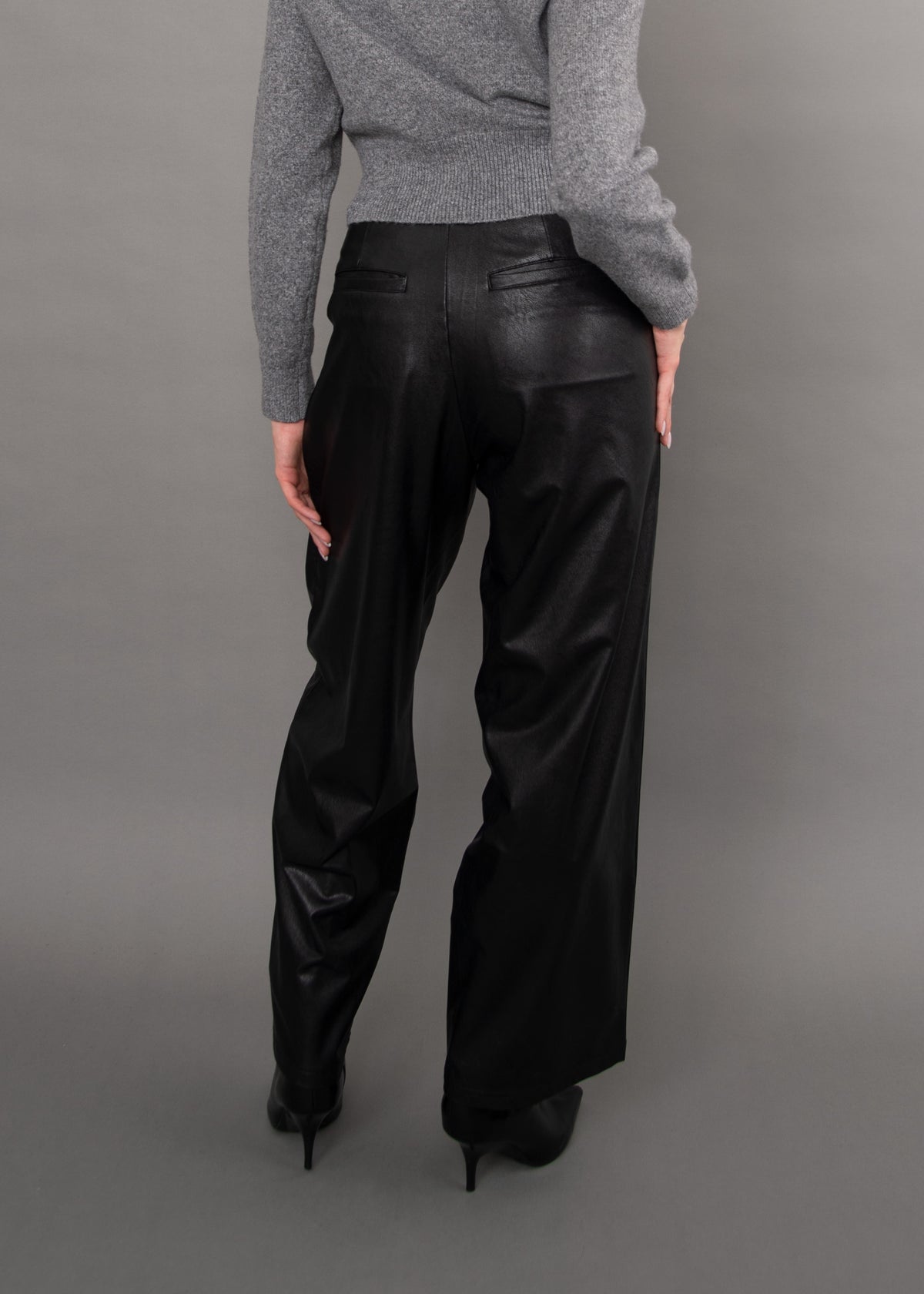 RD PANT WIDE LEG PLEAT FAUX LEATHER