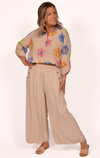 CATHERINE WIDE LEG LINEN PULL ON BUTTON DETAIL PANT