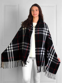 PLAID WITH FRINGE SCARF