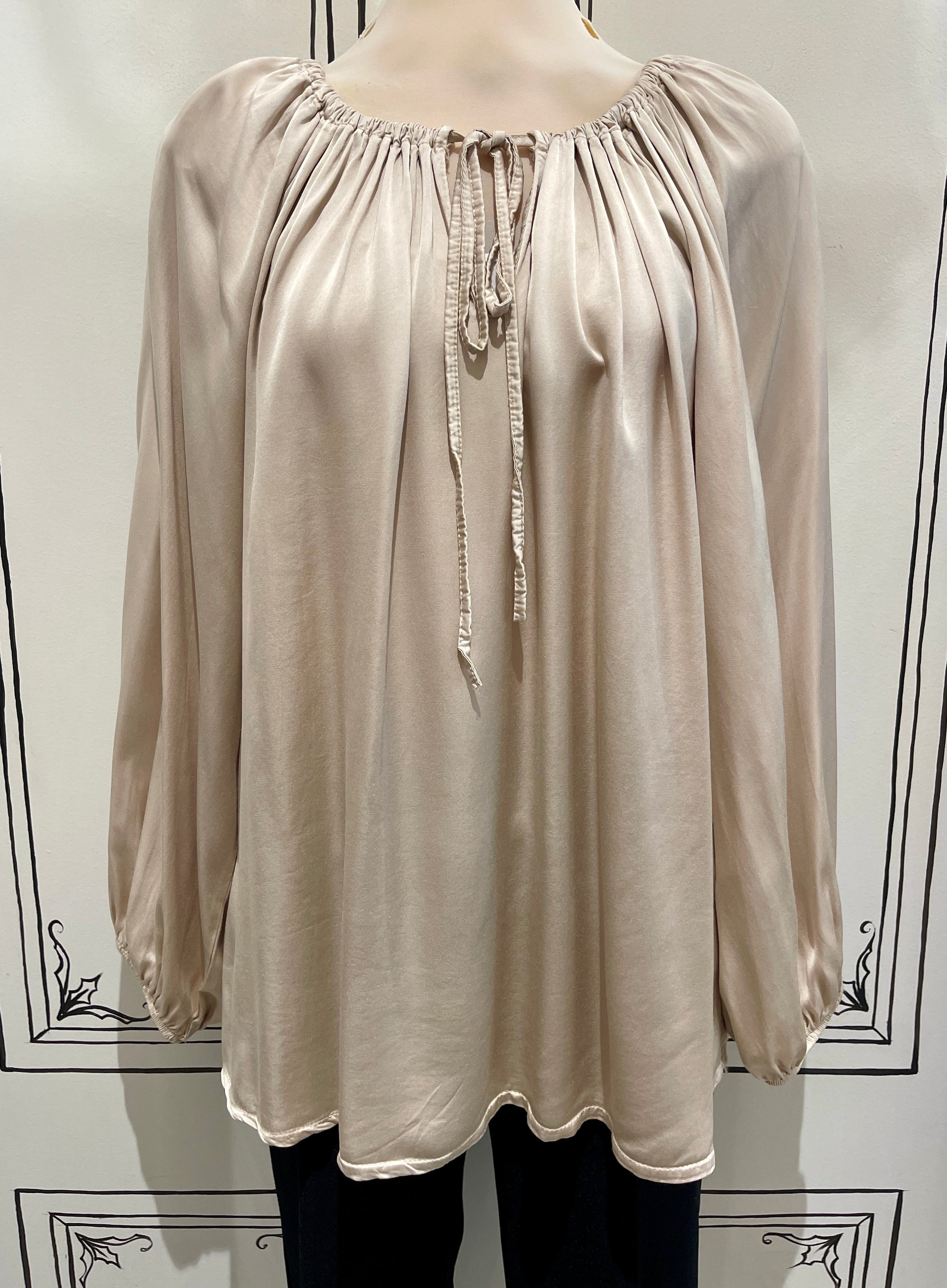 SATIN FRONT TIE TOP