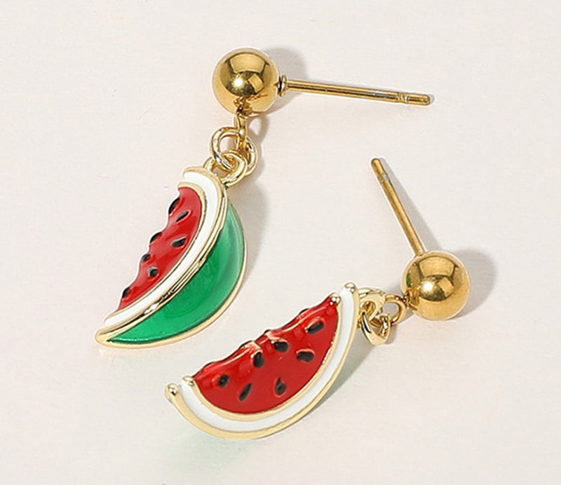 WATERMELON SLICE STAINLESS STEEL EARRING
