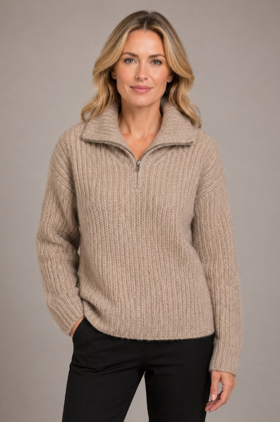 ALINA SWEATER 1/4 ZIP CHENILLE FEEL