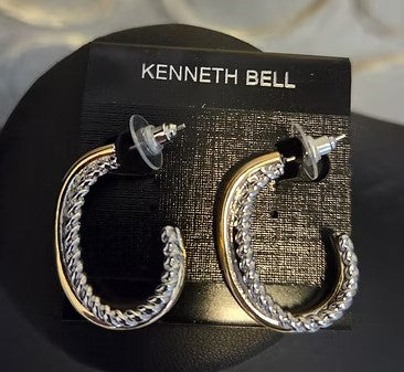 KBELL EARR 2TONE OPEN OVL HOOP
