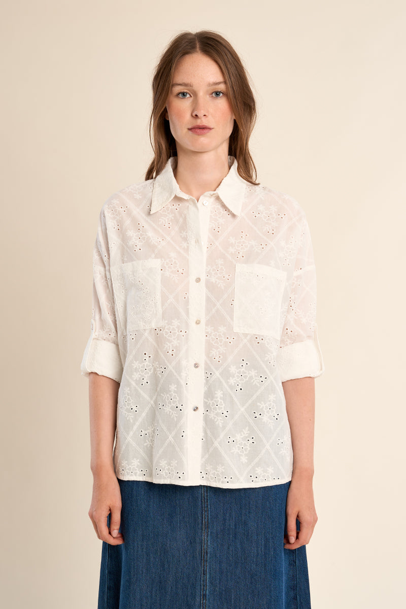 MOLLY EYELET BUTTON UP COLLAR