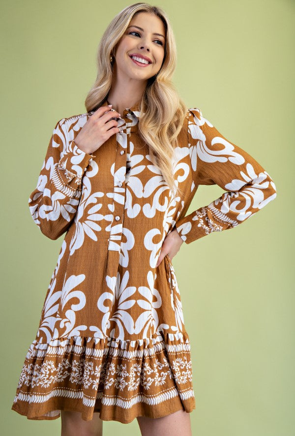 GIGIO DRESS PRINTED HALF BUTTON SHIRT