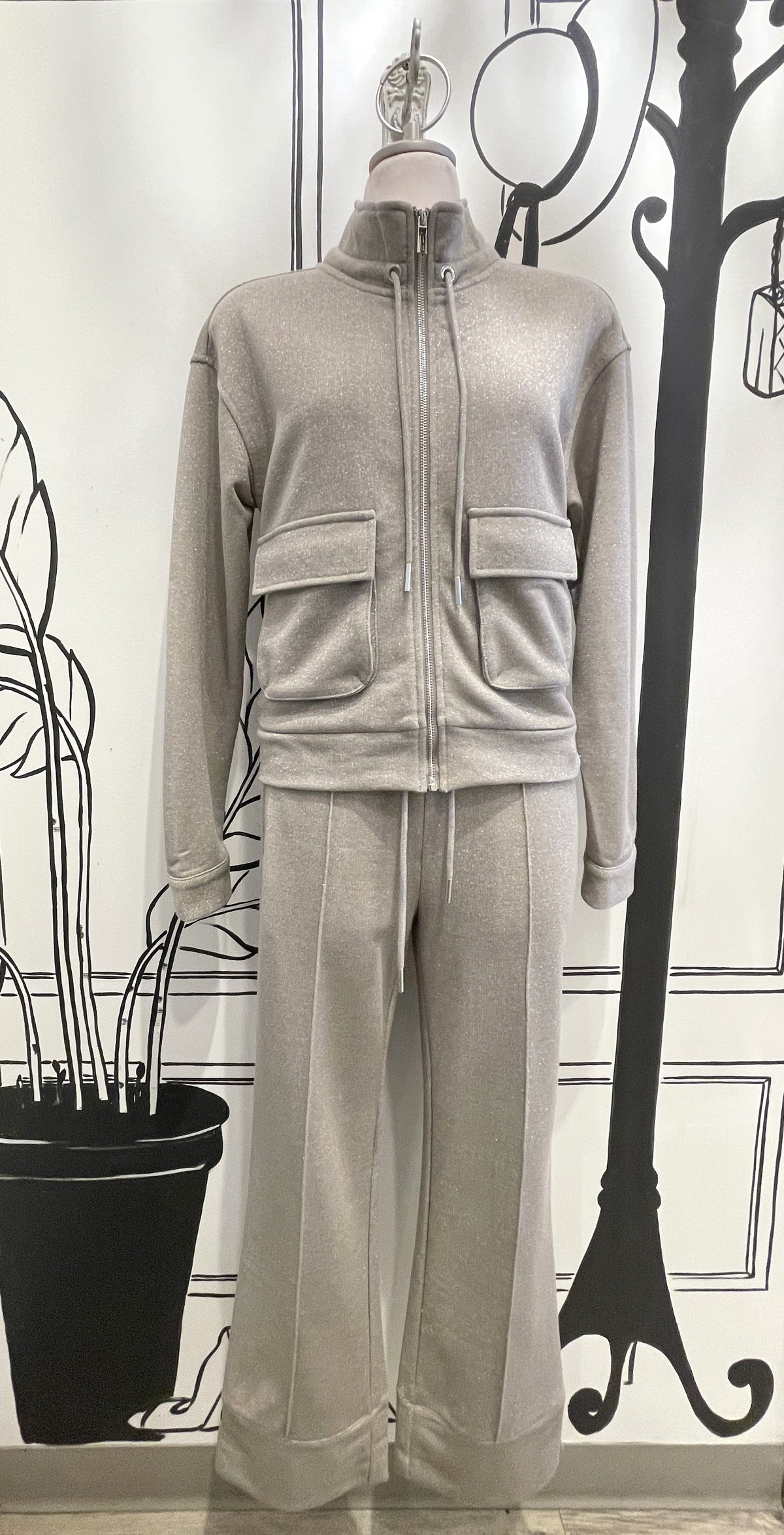 ZIP UP DOUBLE POCKET SPARKLE JACKET