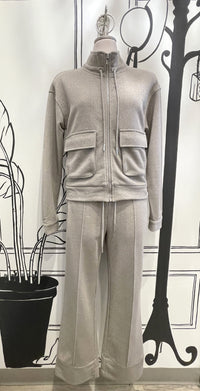 ZIP UP DOUBLE POCKET SPARKLE JACKET