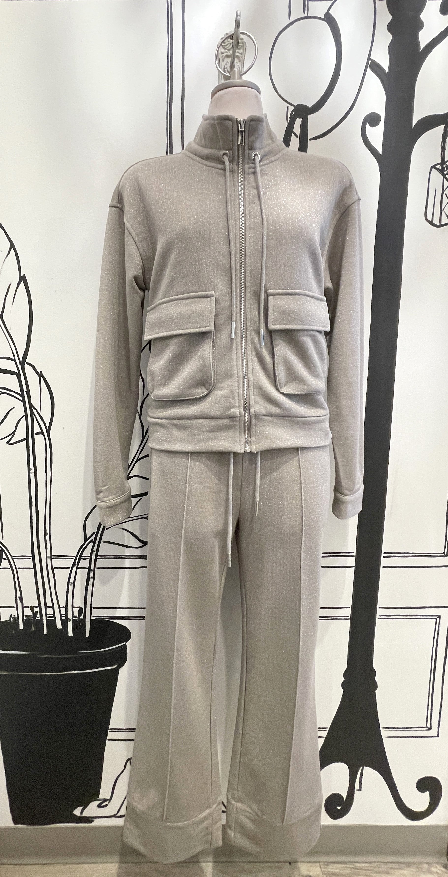 ZIP UP DOUBLE POCKET SPARKLE JACKET