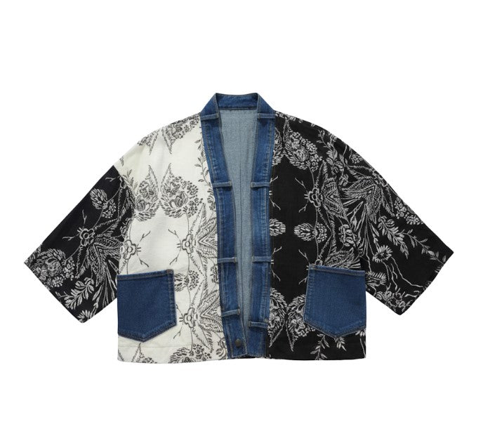 SHANNON KIMONO CROPPED DENIM POCKETS AND TRIM